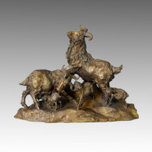 Animal Bronze Sculpture Sheep/Goat Family Decoration Brass Statue Tpal-006